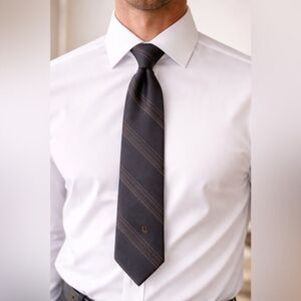 Christian Dior Gray Striped Silk Tie Men’s Designer Classic Formal Office
